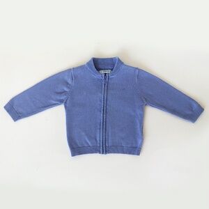 Mayoral Light Blue Cotton Knit Zip-Up Cardigan